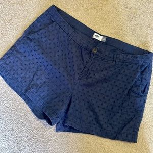 Navy Eyelet Shorts